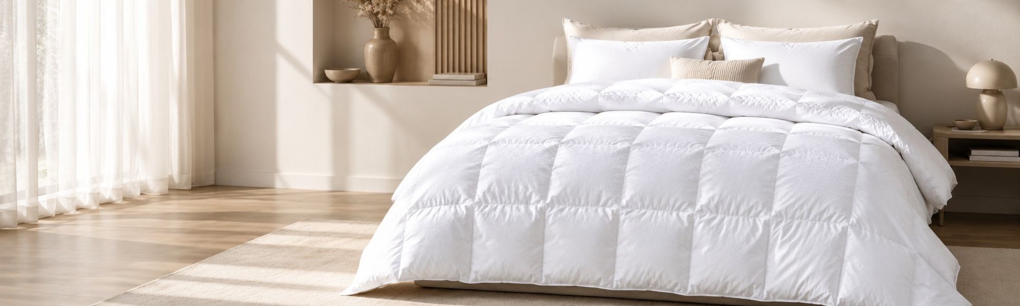 witte muskusdekbed op een bed